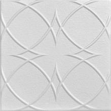 Circles and Stars 20 in x 20 in Glue-up Styrofoam Ceiling Tile Pack - #R82 - Plain White