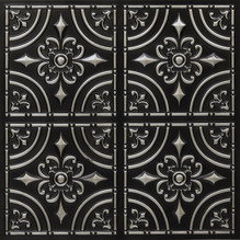 Wrought Iron - Faux Tin Ceiling Tile - Glue up - 24 in x 24 in - #205 - Antique Silver