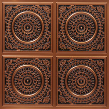 Grandma's Doilies Quartet - Faux Tin Ceiling Tile - Glue up - 24 in x 24 in - #117 - Antique Copper