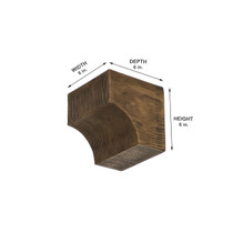 Doug Fir Faux Wood Corbel 6 in x 6 in x 6 in - Measurement