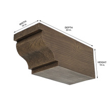 Doug Fir Scroll Corbel 10 in x 10 in x 24 in - Measurement Doug Fir Scroll Corbel 10 in x 10 in x 24 in - Measurement
