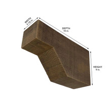 Rough Sawn Faux Wood Corbel 5 1/8 in x 10 in x 16 in - Measurement