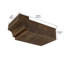 Rough Sawn Faux Wood Corbel 10 in x 6 in x 16 7/8 in - Measurement