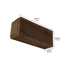 Rough Sawn Faux Wood Corbel 5 1/4 in x 7 1/4 in x 18 in - Measurement Rough Sawn Faux Wood Corbel 5 1/4 in x 7 1/4 in x 18 in - Measurement