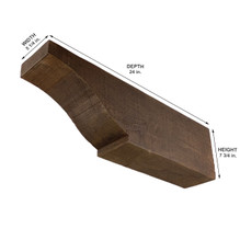 Rough Sawn Scroll Corbel 5 1/4 in x 7 3/4 in x 24 in - Measurement Rough Sawn Scroll Corbel 5 1/4 in x 7 3/4 in x 24 in - Measurement