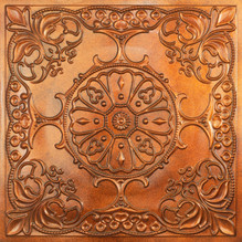 Wrought Bloom - Faux Tin Ceiling Tile - Glue Up - 24 in x 24 in - #DCT71 - Archaic Copper