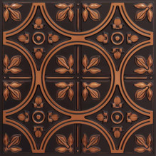 Modern Fleur de Lis - Faux Tin Ceiling Tile - #336 - 24" x 24" - Antique Copper