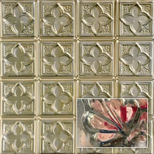 Clover 2 ft x 2 ft - Acoustical Perforated Tin Ceiling Tiles - #203 - (Pack of 20) / 80 sqft - Gold Nugget