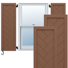 EnduraCore Composite Single Panel Herringbone Modern Style Shutters (Per Pair) - Burnt Toffee EnduraCore Composite Single Panel Herringbone Modern Style Shutters (Per Pair) - Burnt Toffee
