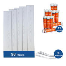 WP02cw Foam Wood Ceiling Planks Bundle covers 12x12 ft Room with Moldings + Adhesive WP02cw Foam Wood Ceiling Planks Bundle covers 12x12 ft Room with Moldings + Adhesive