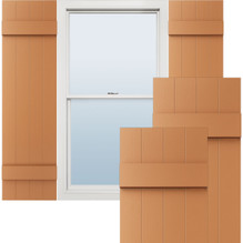 Lifetime Vinyl, Board-n-Batten Shutters, w/Installation Shutter-Lok's & Matching Screws (Per Pair) - 14 in. Width - Treated Cedar
