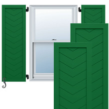 EnduraCore Composite Single Panel Chevron Modern Style Shutters (Per Pair) - Viridian Green
