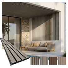Linear WPC Exterior Wall Slat Siding and Cladding Panels 94.5 in x 8.62 in - Ancient Wood - Pack