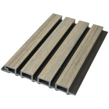 Linear WPC Exterior Wall Slat Panels 94.5 in x 8.62 in - (Pack of 5) / 28.27 sqft - Ancient Wood and Black Linear WPC Exterior Wall Slat Panels 94.5 in x 8.62 in - (Pack of 5) / 28.27 sqft - Ancient Wood and Black