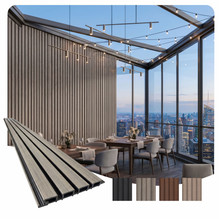 Linear WPC Exterior Wall Slat Siding and Cladding Panels 94.5 in x 8.62 in - Ancient Wood and Black- (Pack of 5) / 28.27 sqft