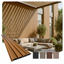 Linear WPC Exterior Wall Slat Siding and Cladding Panels 114 in x 8.62 in - Light Walnut and Black- Pack