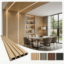 Linear WPC Exterior Wall Slat Siding and Cladding Panels 114 in x 8.62 in - Classic Oak - Pack
