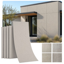 Line Stone Off White Exterior Flexible Clay Stone 4 ft. x 8 ft. Wall Panel
