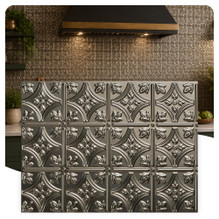 Savannah MirroFlex Brushed Nickel 18 in. x 24 in. Glue-Up PVC Backsplash Kit