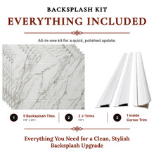 Subway MirroFlex Marble 18 in. x 24 in. Glue-Up PVC Backsplash Kit 