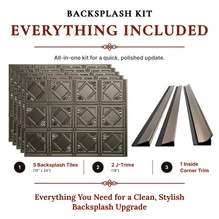 Charleston MirroFlex Brushed Nickel 18 in. x 24 in. Glue-Up PVC Backsplash Kit