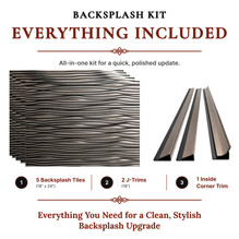 Gopi MirroFlex Brushed Nickel 18 in. x 24 in. Glue-Up PVC Backsplash Kit