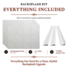 Charleston MirroFlex White Matte 18 in. x 24 in. Glue-Up PVC Backsplash Kit