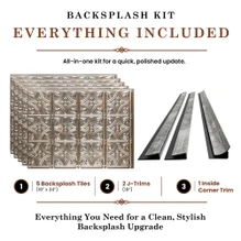 Savannah MirroFlex Vintage Metal 18 in. x 24 in. Glue-Up PVC Backsplash