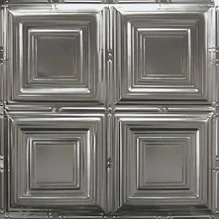 Tin Ceiling Tile - 24 in. x 24 in. - Pattern #1 - Antique Silver Gloss
