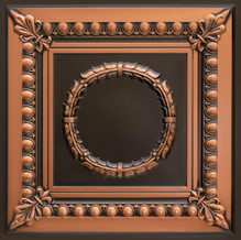 Coffered Wreath - Faux Tin Ceiling Tile - #275  - Antique Copper