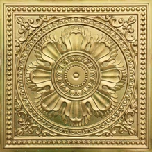 Stucco Crest - Faux Tin Ceiling Tile - 24 in x 24 in - #DCT17 - Aged Brass