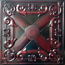 Vintage Scroll - Faux Tin Ceiling Tile - 24 in x 24 in - #DCT22 - Aged RoseWood