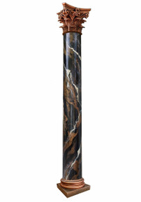 Roman Corinthian - FAD Faux Marble Finish Column - Capital Finish - Anitque Bronze, Base Finish - Antique Bronze, Blackened Bronze, and  Black Faux Marble - #CPF-004-RC