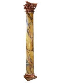 Roman Corinthian - FAD Faux Marble Finish Column - Capital Finish - Anitque Bronze, Base Finish - Antique Bronze, Blackened Bronze, and Multi-Colored Faux Marble Finish - #CPF-007-RC