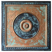 Downtown II - FAD Faux Patina Finish Hand Painted Ceiling Tile - #CTF-022