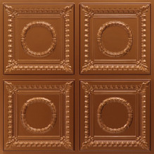Baroque Ring - Faux Tin Ceiling Tile - Glue Up - 24"x24" - Copper - #289