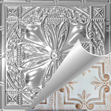 Renaissance - Hand Painted - Tin Ceiling Tile - #512 - 24"x24" - White Copper Metallic (This is reference for Finish only not the design)