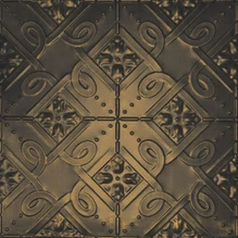 Soho - Hand Painted - Tin Ceiling Tile - #304 - 24"x24" - Midnight Gold