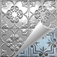 Lilac - Shanko - Hand Painted - Tin Ceiling Tile - #302 - 24"x24" -  French Blue (This is reference for Finish only not the design)