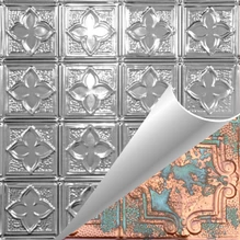 Clover - Hand Painted - Tin Ceiling Tile - #203 - 24"x24" - Copper Green Patina (This is reference for Finish only not the design)