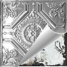 Larkspur - Hand Painted - Tin Ceiling Tile - #506 - 24"x24"  - Shabby Chic White (This is reference for Finish only not the design)