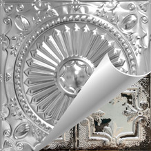 Fandango - Shanko - Hand Painted - Wall and Ceiling Patterns - #525 - 24"x24" -  Shabby Chic Metallic  Silver (This is reference for Finish only not the design)