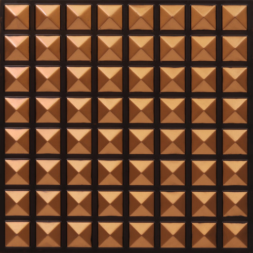Miniature Pyramids - Faux Tin Ceiling Tile - Glue up - 24 in x 24 in - #105 - Antique Copper