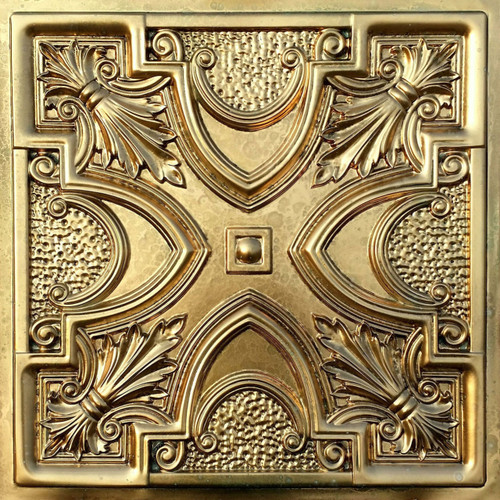 Celtic Knotwork - Faux Tin Ceiling Tile - 24 in x 24 in - #DCT11 - Aged Brass