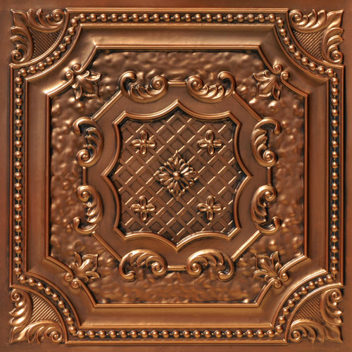 Victorian-style copper-colored faux tin ceiling tile