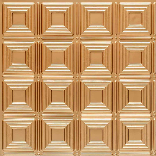Dimensional Squares - Faux Tin Ceiling Tile - Glue up - 24 in x 24 in - #153 - Gold