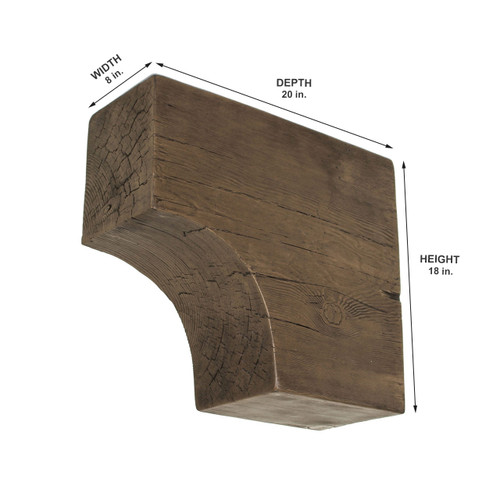 Doug Fir Cove Corbel 8 in x 18 in x 20 in - Measurement