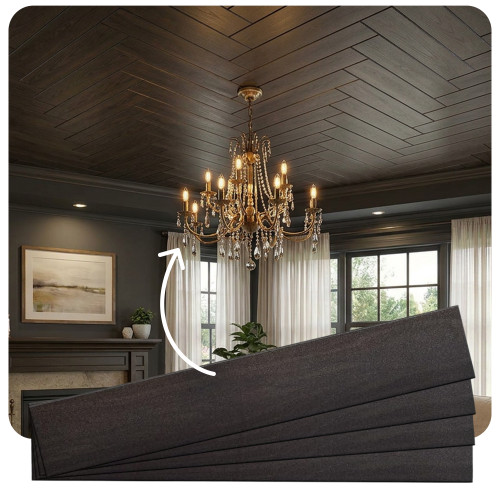 Foam Wood Ceiling Planks 39 in x 6 in Coffee Brown - Packs