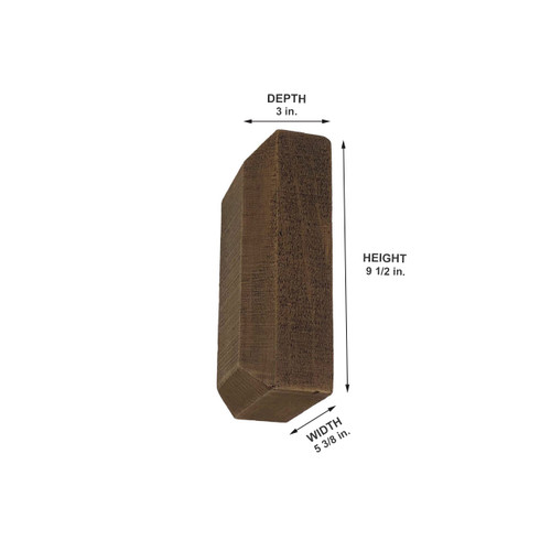 Rough Sawn Faux Wood Corbel 5 3/8 in x 9 1/2 in x 3 in - Measurement