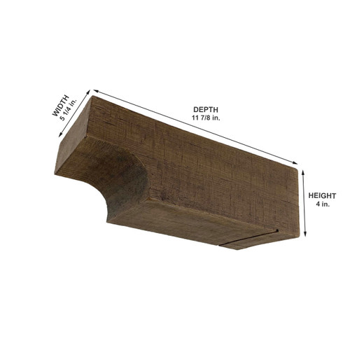 Rough Sawn Faux Wood Corbel 5 1/4 in x 4 in x 11 7/8 in - Measurement
